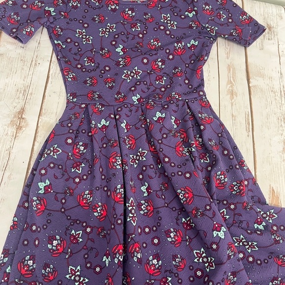 LuLaRoe Amelia Purple Dress‎ Size xs pockets - Picture 6 of 14